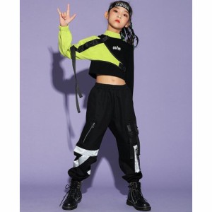 ヒップホップ ダンス衣装 キッズ ダンス衣装 トップス ダンスパンツ 子供服 カーゴパンツ ガールズ 派手 HIPHOP ジャズダンス ステージ衣