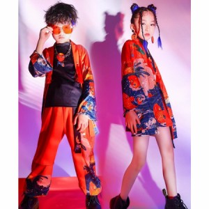 キッズ ダンス ヒップホップ ダンス衣装 トップス パンツ ジャズダンス 子供服 派手 HIPHOP チアガール セットアップ 男の子 女の子 応援