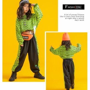 キッズ ダンス衣装 ヒップホップ へそ出し トップス パンツ チアガール ジャズダンス セットアップ 子供服 ダンスパンツ HIPHOP 演出服 