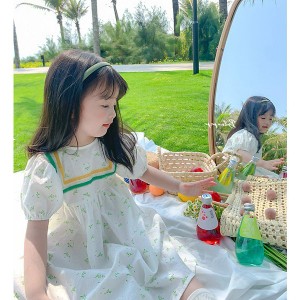 子供服 キッズ ワンピース ワンピース 半袖 膝丈ワンピース 花柄 女の子 夏  可愛い 通学 卒園式 卒業式 入学式 入園式