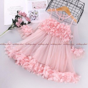 ガールズピンクドレス2021新しい子供服春夏子供用メッシュレースかわいいプリンセスドレスの韓国版
