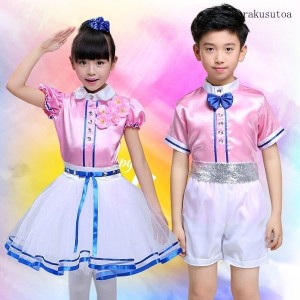 キッズダンス衣装 子ども服 女の子 男の子 セットアップ 社交ダンス 合唱服 発表会 ピアノ発表会 結婚式 七五三