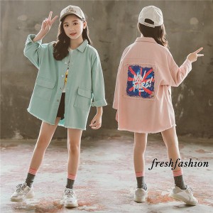 子供服 女の子 ジャケット アウター 長袖 パーカ 春秋 秋服 春コート ジャンパー 韓国キッズ ジュニア ダンス衣装 防風 お出かけ おしゃ