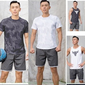 夏用 メンズ ランパン ランショーツ 上下セット 吸汗速乾 半袖Tシャツ ジム トレーニングウェア ランニングウェア ジョギング 男性用 マ