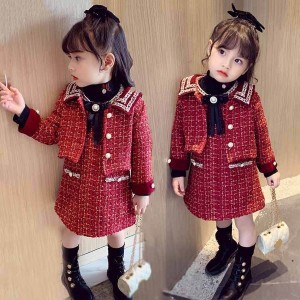 韓国子供服 セットアップ キッズ 女の子 ショートコート+ベストドレス 2点セット オシャレ チュール フォーマル お姫様 結婚式 入学式 卒