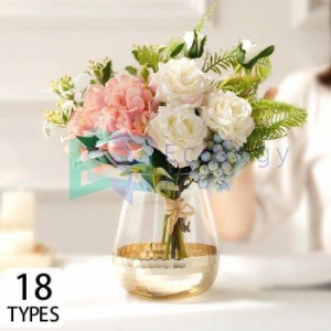 結婚祝い 引越し祝い 造花 花瓶 造花付き花瓶 インテリア ブーケ おしゃれ 一輪挿し 大きな ガラス 北欧 大きい 白 花束