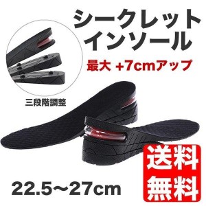 シークレットインソール 7cm 3段階調整 22.5〜27cm対応 中敷き エアキャップ 身長アップ  メール パケット3cm