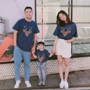 親子お揃いＴシャツ キッズ メンズ レディース トナカイ 子供 女の子 男の子 ユニセックス おそろい親子服 兄弟お揃い 半袖 家族揃い 親