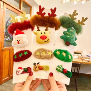 クリスマスヘアピン 4本セット クリスマス 輪ゴム ヘアピン 女の人 赤ちゃん 友達 贈り物 柔らかい かわいい サンタクローススーツ エル