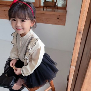 子供服 上下セット セットアップ 女の子 2点セット 長袖 ブラウス スカート カジュアル キッズ 可愛い オシャレ 通学 小学生 卒業式 入学