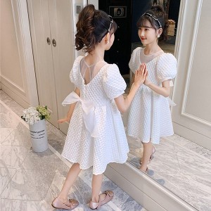 子供服 ワンピース ピンク 160 韓国子ども服 キッズ 女の子 夏服 半袖ワンピース 蝶結び 子供ドレス 結婚式 ベビー服 お姫様 おしゃれ 可