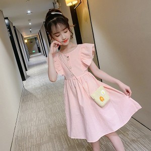 ワンピース キッズ 子供服 女の子 夏 キッズワンピース 半袖ワンピース 無地 薄手 チュニック 子供ドレス 女児 結婚式 お姫様 おしゃれ 