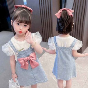 ワンピース キッズ 子供服 女の子 春夏 キッズワンピース デニムワンピース ノースリーブ チュニック 子供ドレス お姫様 おしゃれ カジュ