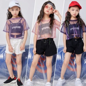 キッズダンス衣装 ヒップホップ チアガール HIPHOP セットアップ タンクトップ ダンスパンツ 子供 女の子 ガールズ チア ジャズダンス ス