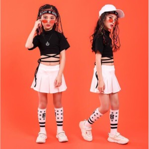 キッズ ダンス スカート ヒップホップ キッズ ダンス衣装 ジャズダンス チアガール トップス  HIPHOP へそ出し 女の子 練習着