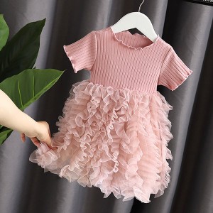 子供服 ワンピース キッズ 女の子 夏 半袖ワンピース チュール Aライン 韓国子ども服 子供ドレス dress ベビー服 お姫様 おしゃれ 可愛い