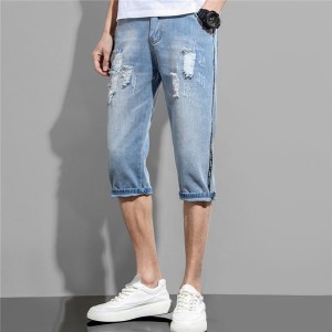 クロップドパンツ メンズ クロップド パンツ ダメージデニム 涼しく快適 夏ズボン 涼しいズボン しゃれ 人気 夏 通気 涼しく快適 カジュ