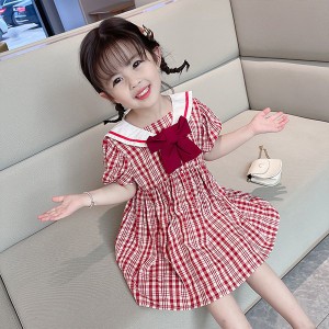 子供服 ワンピース キッズ 女の子 夏服 半袖ワンピース チェック柄 蝶結び 韓国子ども服 子供ドレス ベビー服 お姫様 おしゃれ 可愛い カ