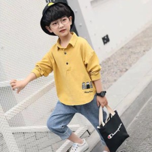 子供服 セットアップ キッズ 男の子 長袖 春秋 上下セット  ジュニア Tシャツ 長ジーパンズボン デニム カジュアル