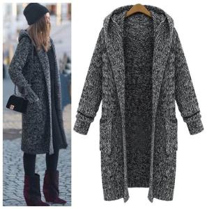 ニット ロング カーディガン レディース グレー フードの通販 Au Pay マーケット