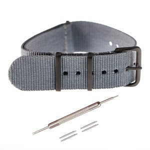 (Jumpsunfun) NATOベルト 22mm 時計ベルト ナイロン ミリタリー時計バンド 腕時計替えベル グレー（交換説明書 交換工具 バネ棒付）