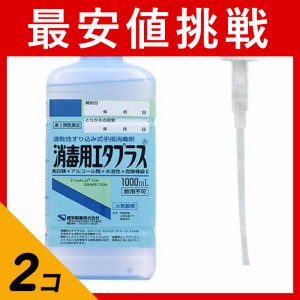 第３類医薬品 2個セット消毒用エタプラス(殺菌消毒薬) 1000mL (手押しポンプ付)