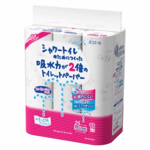 エリエール シャワートイレのためにつくった吸水力が2倍のトイレットペーパー 18ロール ダブル 大王製紙