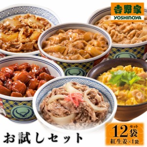 吉野家 お試しセット(牛丼の具2食、豚丼の具2食、牛焼肉丼の具2食、親子丼の具2食、焼鶏丼の具2食、豚しょうが焼2食、紅生姜1袋) 