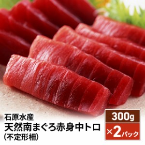 石原水産 天然南まぐろ赤身中トロ（不定形柵）（M-600）300g×2パック 鮪 マグロ 冷凍 海鮮 刺身 おつまみ