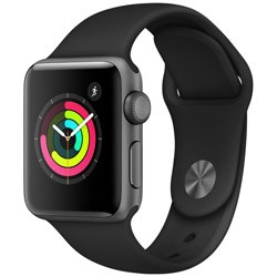 (中古)Apple Apple Watch Series 3 GPS 38mm スペースグレイアルミニウムケース ブラックスポーツバンド(295-ud)