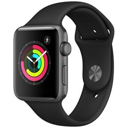 (中古)Apple Apple Watch Series 3 GPS 42mm スペースグレイアルミニウムケース ブラックスポーツバンド(258-ud)