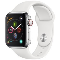 (中古)Apple Apple Watch Series 4 GPS + Cellular 40mm ステンレススチールケース ホワイトスポーツバンド(295-ud)