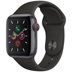 (中古)Apple Apple Watch Series 5 GPS + Cellular 40mm スペースグレイアルミニウムケース ブラックスポーツバンド(377-ud)