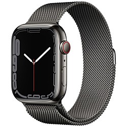 (中古)Apple Apple Watch Series 7 GPS + Cellular 45mm グラファイトステンレススチールケース グラファイトミラネーゼループ(198-ud)