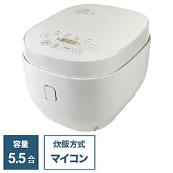 (中古)(展示品) 温度調節機能付き マイコンジャー炊飯器 5.5合 温調炊飯器 5℃刻み ホワイト BKS-55(W) [5.5合 /マイコン](348-ud)