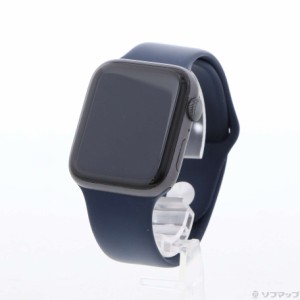 (中古)Apple Apple Watch Series 6 GPS 44mm スペースグレイアルミニウムケース ディープネイビースポーツバンド(251-ud)