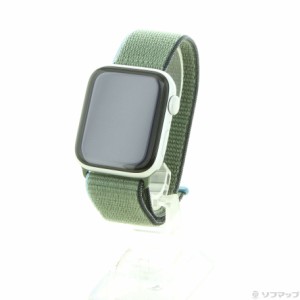 (中古)Apple Apple Watch Series 6 GPS 44mm シルバーアルミニウムケース インバネスグリーンスポーツループ(384-ud)