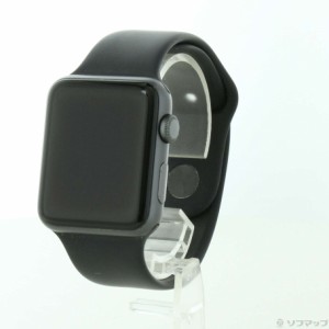 (中古)Apple Apple Watch Series 3 GPS 42mm スペースグレイアルミニウムケース ブラックスポーツバンド(344-ud)