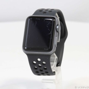 (中古)Apple Apple Watch Series 2 Nike+ 38mm スペースグレイアルミニウムケース アンスラサイト/ブラックNikeスポーツバンド(269-ud)