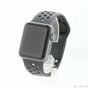 (中古)Watch Series 3 Nike+ GPS 38mm スペースグレイアルミニウムケース アンスラサイト/ブラックNikeスポーツバンド(295-ud)