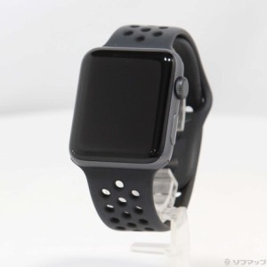 (中古)Watch Series 3 Nike+ GPS 42mm スペースグレイアルミニウムケース アンスラサイト/ブラックNikeスポーツバンド(198-ud)