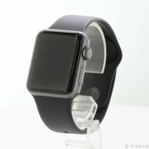 (中古)Apple Apple Watch Series 3 GPS 38mm スペースグレイアルミニウムケース ブラックスポーツバンド(384-ud)