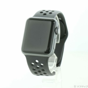 (中古)Watch Series 3 Nike+ GPS 38mm スペースグレイアルミニウムケース アンスラサイト/ブラックNikeスポーツバンド(258-ud)