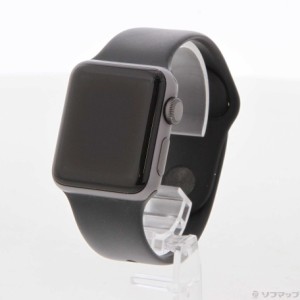 (中古)Apple Apple Watch Series 3 GPS 38mm スペースグレイアルミニウムケース ブラックスポーツバンド(344-ud)