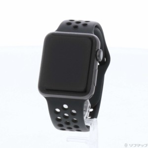 (中古)Watch Series 3 Nike+ GPS 42mm スペースグレイアルミニウムケース アンスラサイト/ブラックNikeスポーツバンド(258-ud)