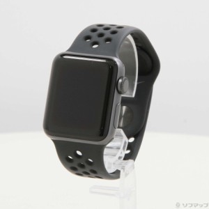 (中古)Watch Series 3 Nike+ GPS 38mm スペースグレイアルミニウムケース アンスラサイト/ブラックNikeスポーツバンド(348-ud)