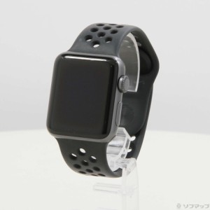 (中古)Watch Series 3 Nike+ GPS 38mm スペースグレイアルミニウムケース アンスラサイト/ブラックNikeスポーツバンド(305-ud)