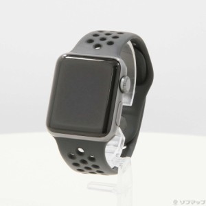 (中古)Watch Series 3 Nike+ GPS 38mm スペースグレイアルミニウムケース アンスラサイト/ブラックNikeスポーツバンド(297-ud)