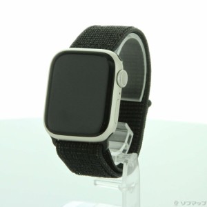 (中古)Apple Apple Watch Series 7 Nike GPS 41mm スターライトアルミニウムケース ブラックNikeスポーツループ(276-ud)