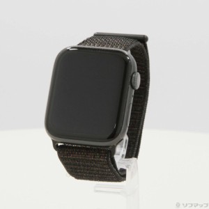 (中古)Apple Apple Watch Series 5 Nike+ GPS 44mm スペースグレイアルミニウムケース ブラックNikeスポーツループ(297-ud)